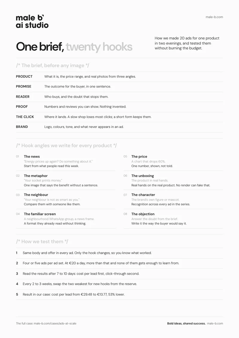 Page one of One brief, twenty hooks
