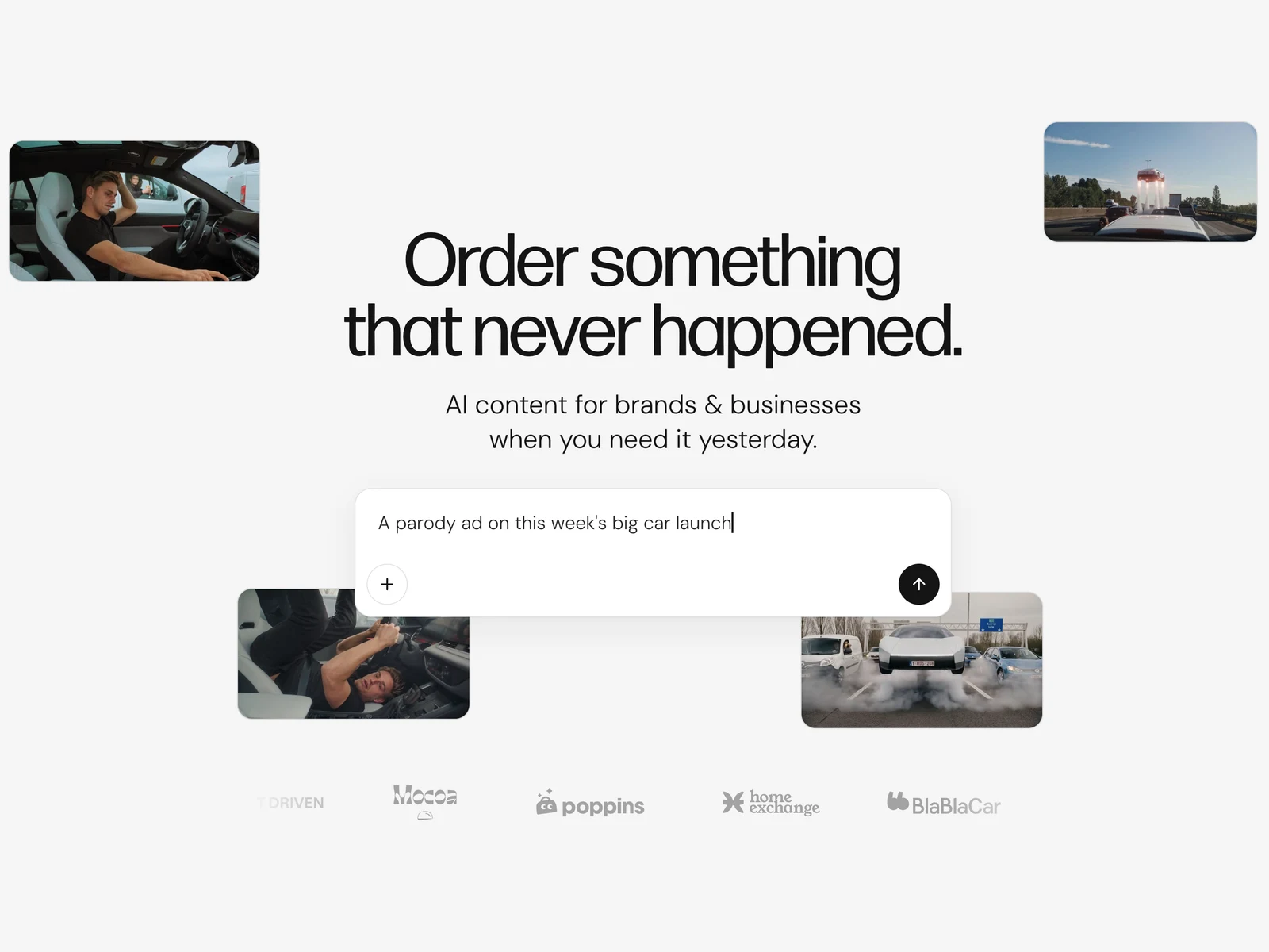 The Not A Video homepage: Order something that never happened